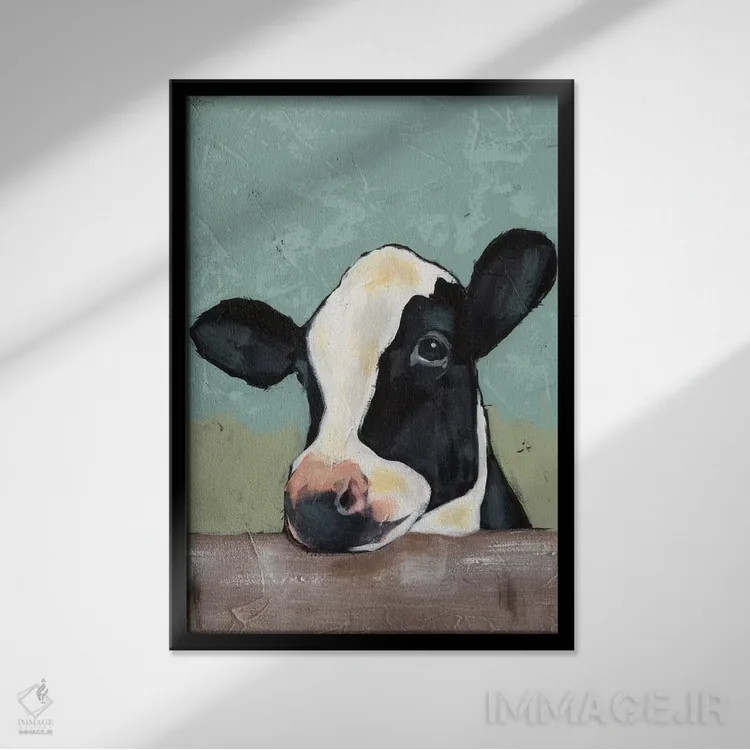 تابلو مدرن گاو هلشتاین II اثر جید رینولدز - نمای قابدار مشکی
