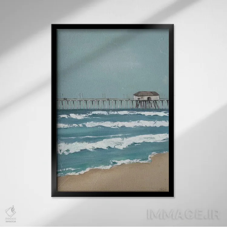 تابلو دکوراتیو اسکله ماهیگیری دیپتیک II اثر جید رینولدز - نمای قابدار مشکی