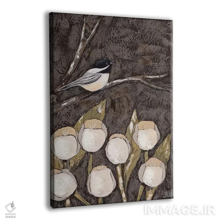 تابلو مدرن چیکادی و لاله ها I اثر جید رینولدز - نمای پرسپکتیو محصول