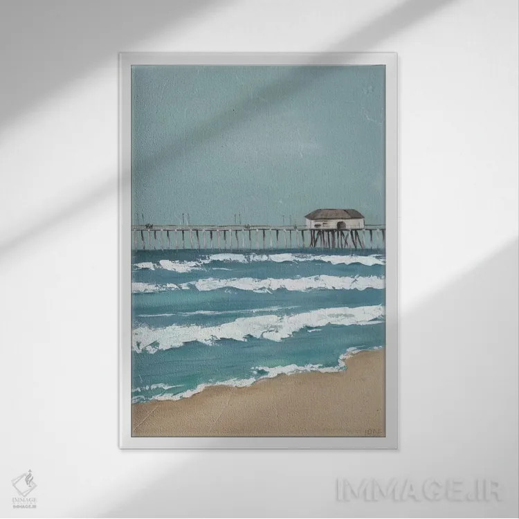 تابلو دکوراتیو اسکله ماهیگیری دیپتیک II اثر جید رینولدز - نمای قابدار سفید