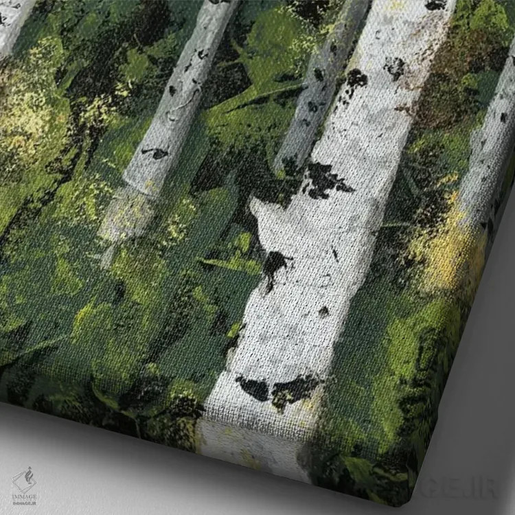 تابلو دکوراتیو خط درختان توسکا I اثر جید رینولدز - نمای نزدیک بافت بوم