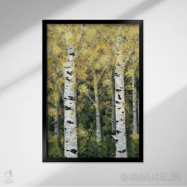 تابلو دکوراتیو خط درختان توسکا I اثر جید رینولدز - نمای قابدار مشکی