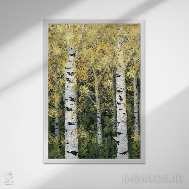 تابلو دکوراتیو خط درختان توسکا I اثر جید رینولدز - نمای قابدار سفید