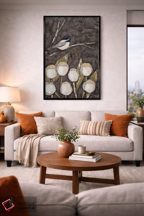 تابلو مدرن چیکادی و لاله ها I اثر جید رینولدز - D1B