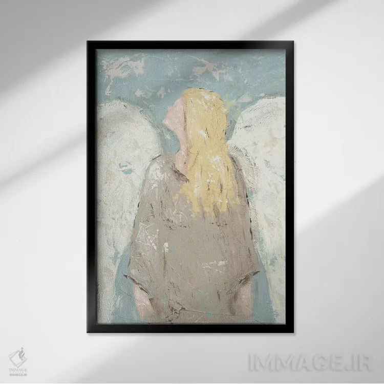 تابلو دکوراتیو فرشته منتظر اثر جید رینولدز - نمای قابدار مشکی