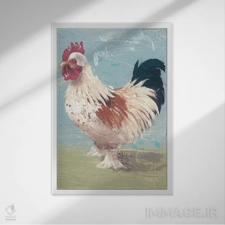 تابلو مدرن زندگی مزرعه - مرغ ها II اثر جید رینولدز - نمای قابدار سفید