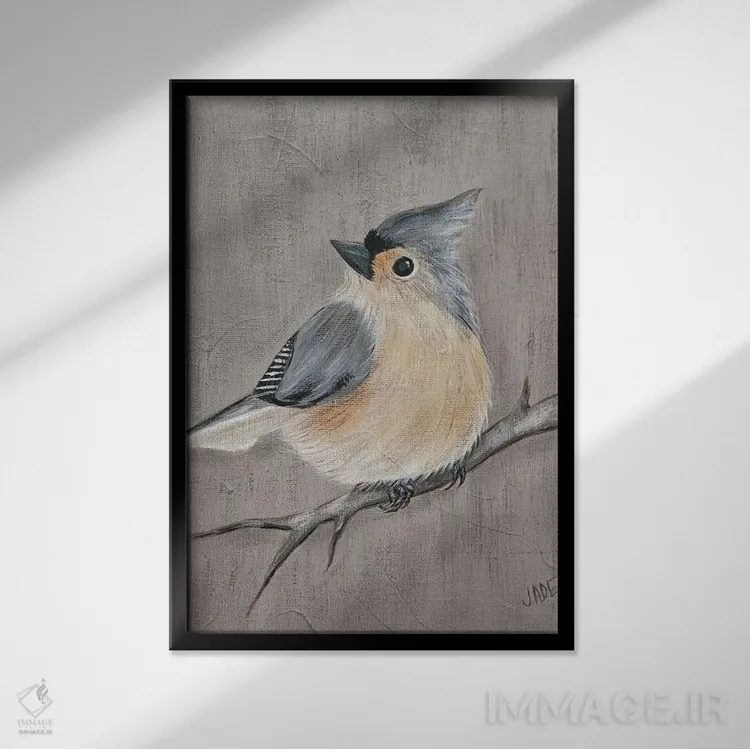 تابلو دکوراتیو پرنده زمستانی I اثر جید رینولدز - نمای قابدار مشکی