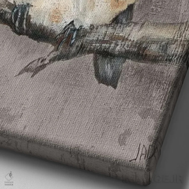 تابلو دکوراتیو پرنده زمستانی IV اثر جید رینولدز - نمای نزدیک بافت بوم