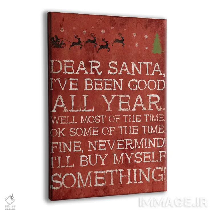 تابلو دکوراتیو بابانوئل عزیز بی خیال قرمز اثر جیس گری - نمای پرسپکتیو محصول