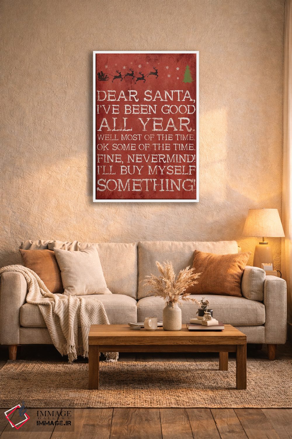 تابلو دکوراتیو بابانوئل عزیز بی خیال قرمز اثر جیس گری - D3W