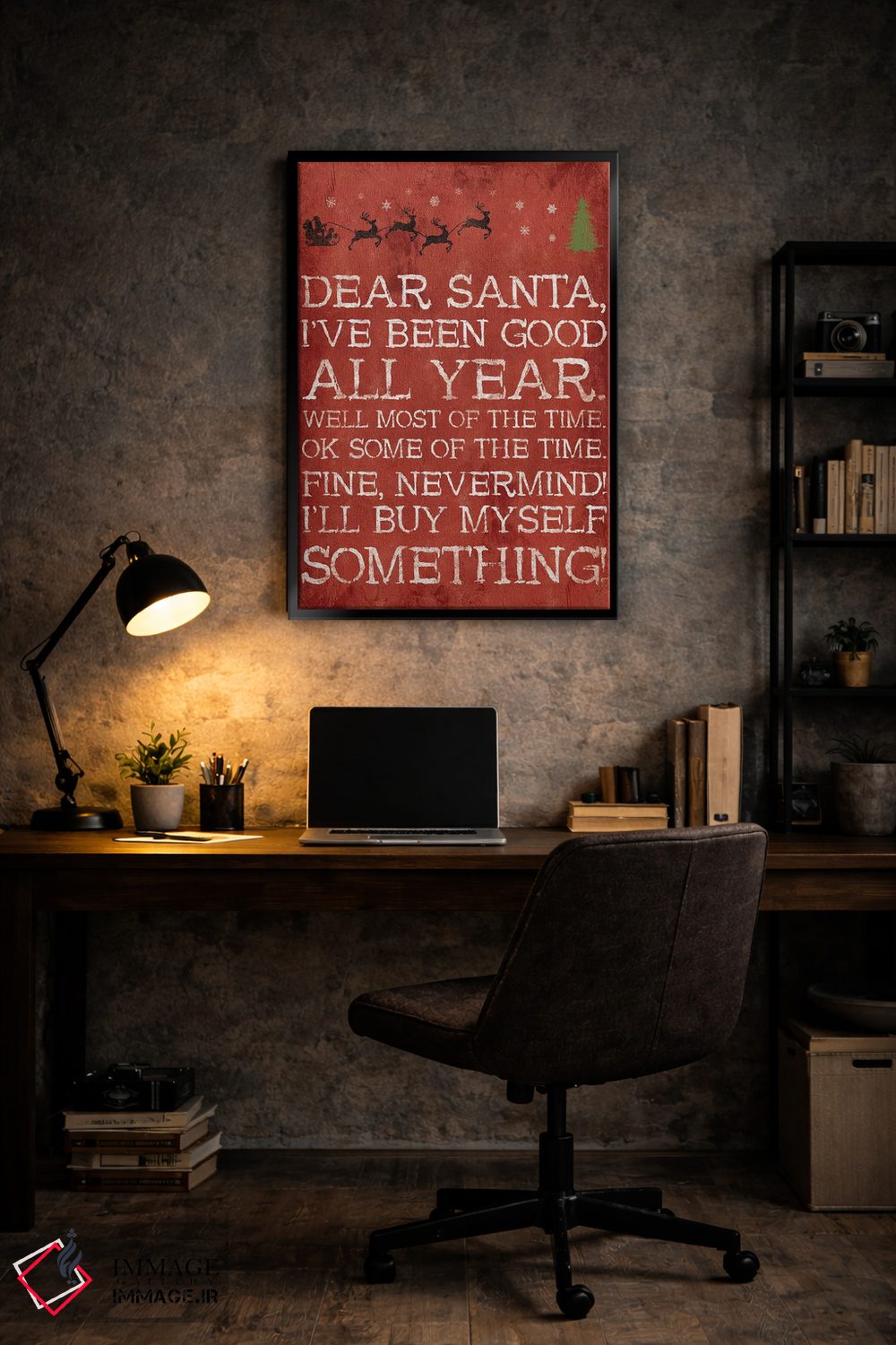 تابلو دکوراتیو بابانوئل عزیز بی خیال قرمز اثر جیس گری - D5B