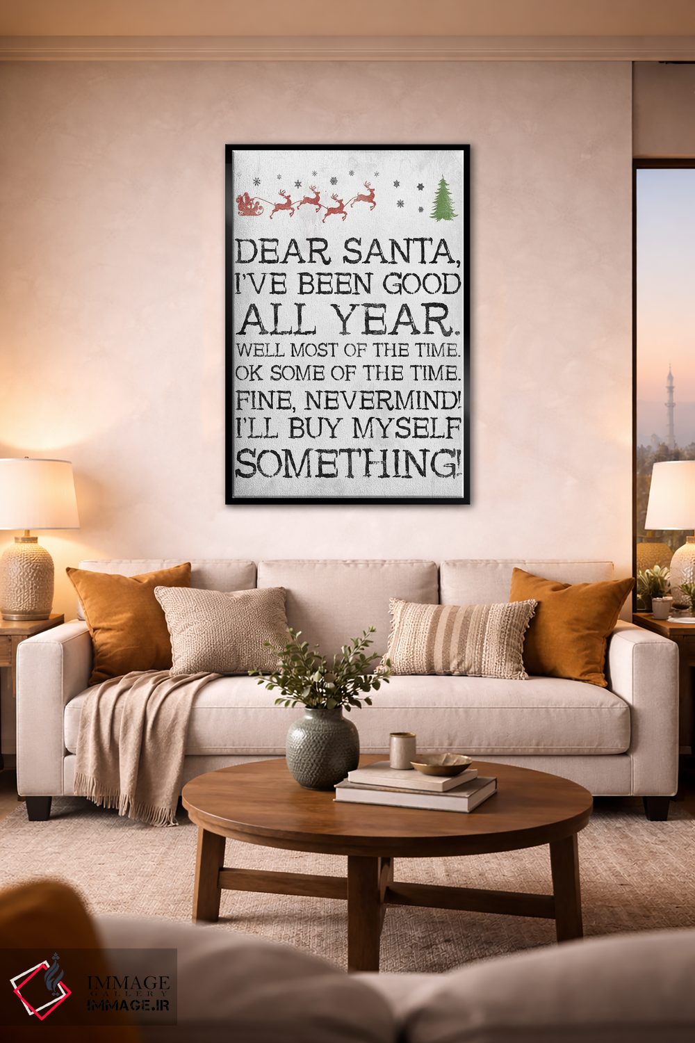 تابلو دکوراتیو بابانوئل عزیز بی خیال سفید اثر جیس گری - D2B