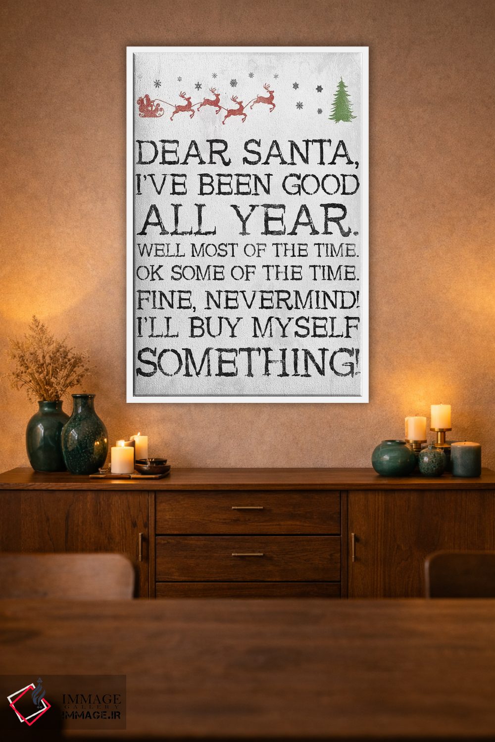 تابلو دکوراتیو بابانوئل عزیز بی خیال سفید اثر جیس گری - D1W