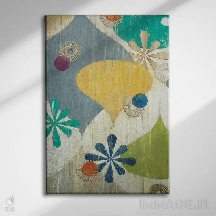 تابلو انتزاعی ستاره نما اثر لیز جارباور - نمای روبهرو روی دیوار