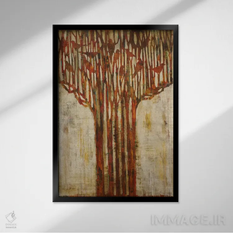 تابلو انتزاعی شاخه در شاخه شدن اثر لیز جارباور - نمای قابدار مشکی