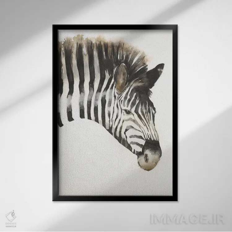 تابلو دکوراتیو خطوط گورخری اثر لیز جارباور - نمای قابدار مشکی