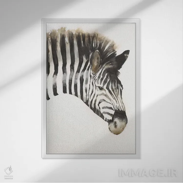 تابلو دکوراتیو خطوط گورخری اثر لیز جارباور - نمای قابدار سفید