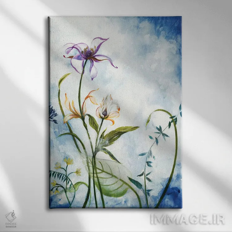 تابلو دکوراتیو گل های خیال انگیز اثر لیز جارباور - نمای روبهرو روی دیوار