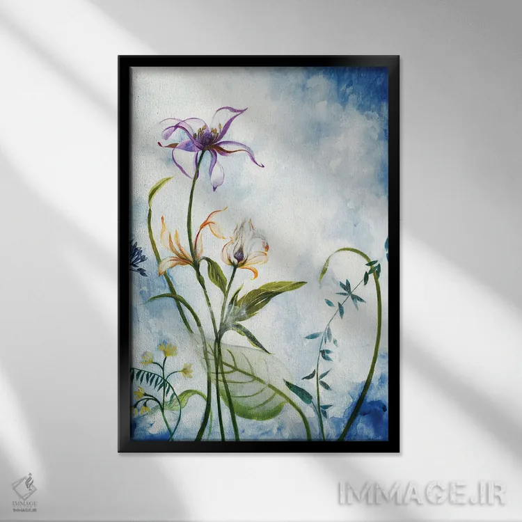 تابلو دکوراتیو گل های خیال انگیز اثر لیز جارباور - نمای قابدار مشکی