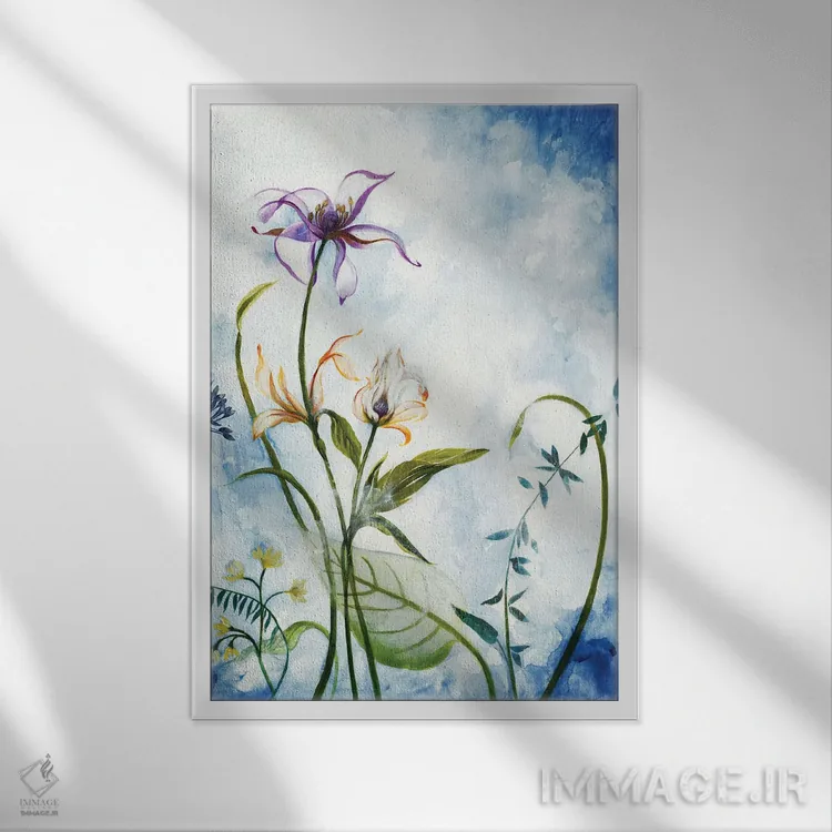 تابلو دکوراتیو گل های خیال انگیز اثر لیز جارباور - نمای قابدار سفید