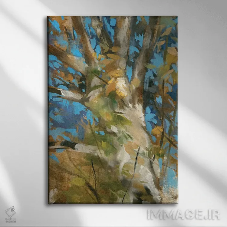 تابلو انتزاعی درخت بلوط اثر لیز جارباور - نمای روبهرو روی دیوار