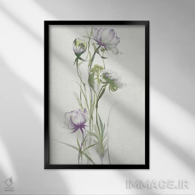 تابلو دکوراتیو گل های وحشی اواخر تابستان ۱ اثر لیز جارباور - نمای قابدار مشکی