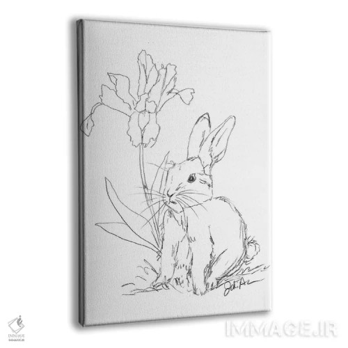 تابلو مدرن طرح خرگوش با گل زنبق اثر جودی آگوستین - نمای پرسپکتیو محصول