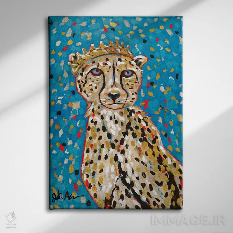 تابلو دکوراتیو ملکه یوزپلنگ اثر جودی آگوستین - نمای روبهرو روی دیوار