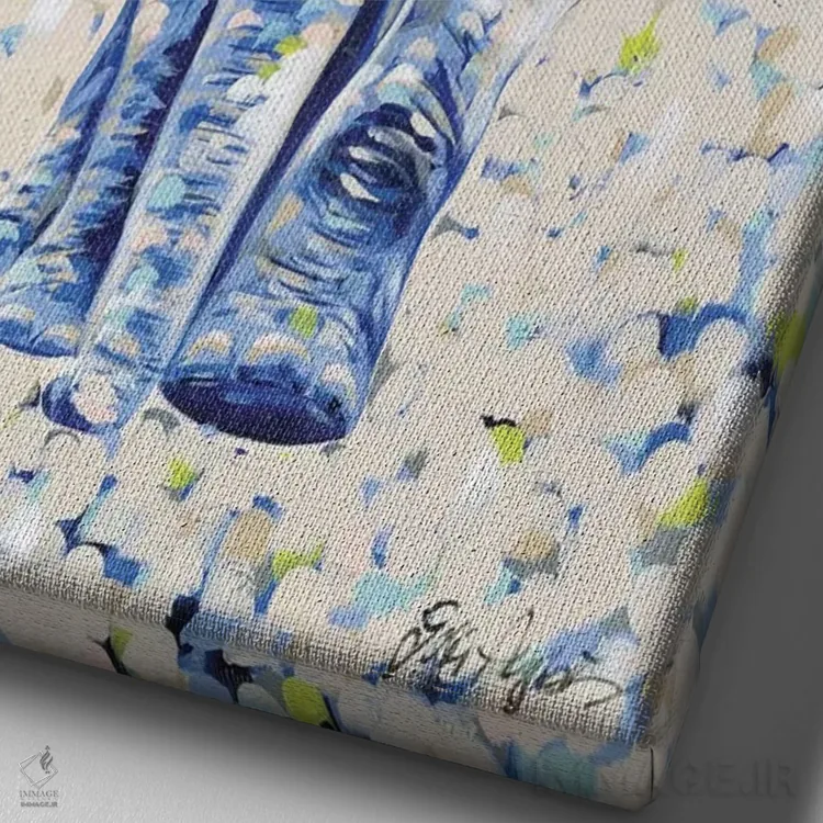 تابلو دکوراتیو فیل بادامی اثر جودی آگوستین - نمای نزدیک بافت بوم