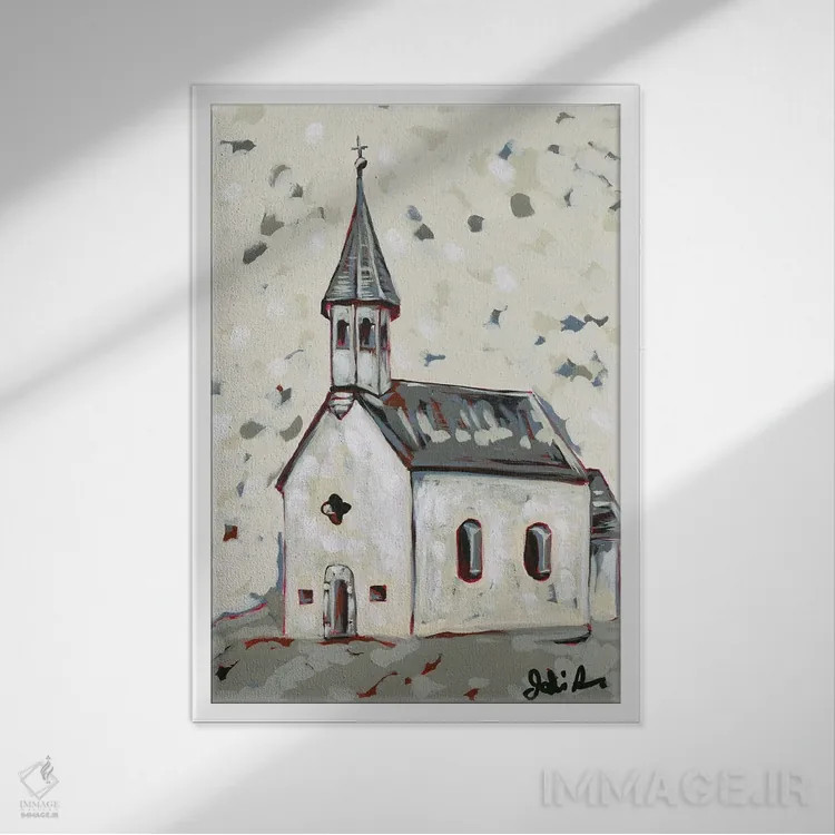 تابلو مدرن این است مناره کلیسا اثر جودی آگوستین - نمای قابدار سفید