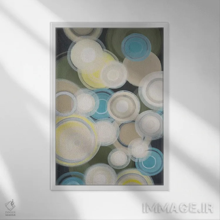 تابلو انتزاعی در نور چراغ جلوی ماشین اثر لیز جارباور - نمای قابدار سفید