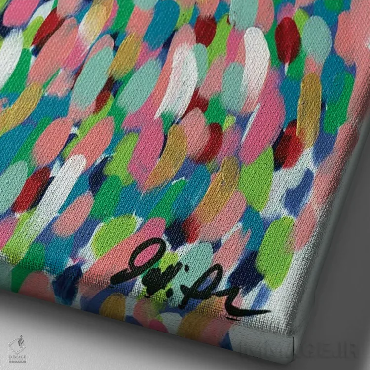 تابلو دکوراتیو طاووس پاپ II اثر جودی آگوستین - نمای نزدیک بافت بوم