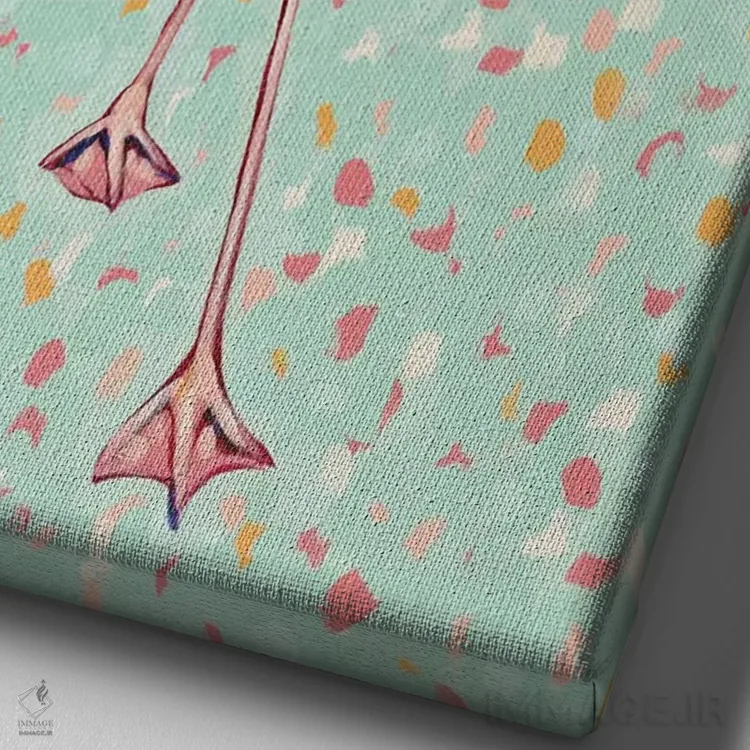 تابلو دکوراتیو پرتره فلامینگو II اثر جودی آگوستین - نمای نزدیک بافت بوم