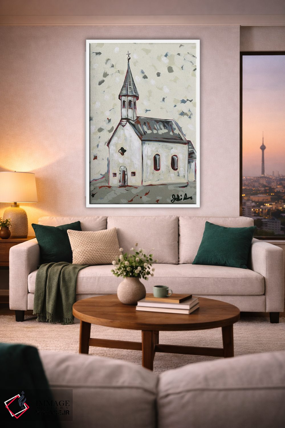تابلو مدرن این است مناره کلیسا اثر جودی آگوستین - D1W