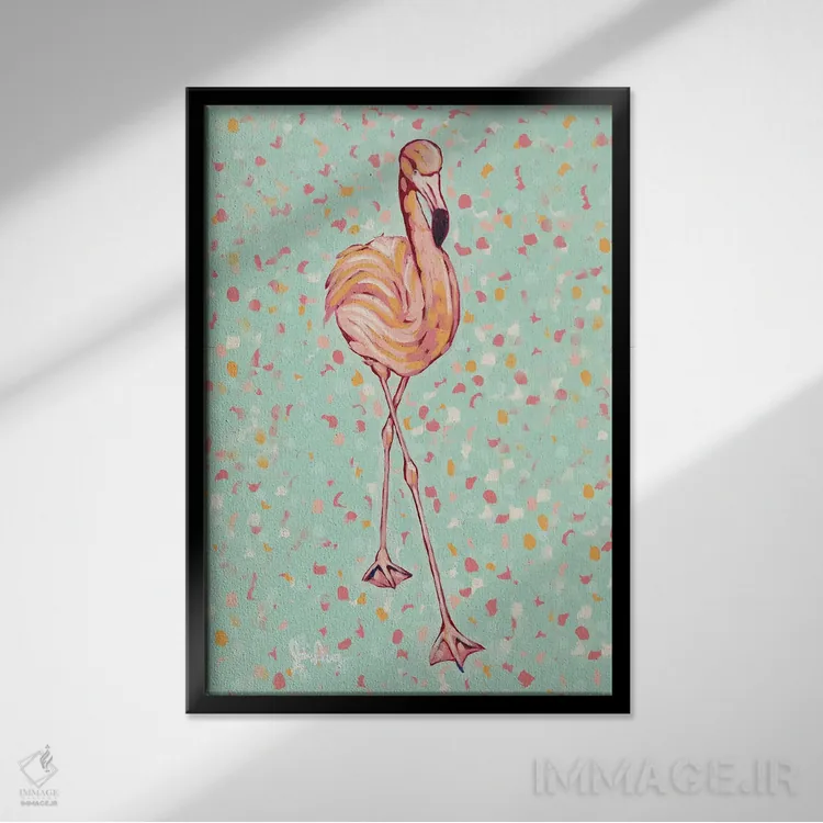 تابلو دکوراتیو پرتره فلامینگو II اثر جودی آگوستین - نمای قابدار مشکی