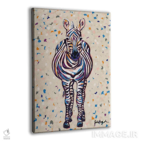 تابلو دکوراتیو گورخر راه راه میوه ای اثر جودی آگوستین - نمای پرسپکتیو محصول