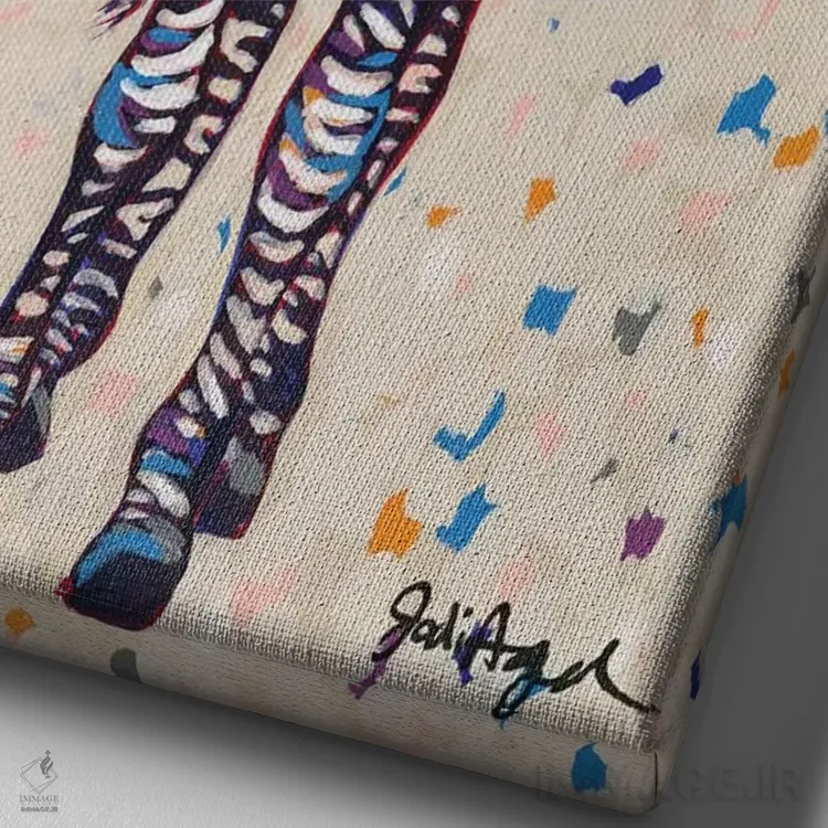 تابلو دکوراتیو گورخر راه راه میوه ای اثر جودی آگوستین - نمای نزدیک بافت بوم