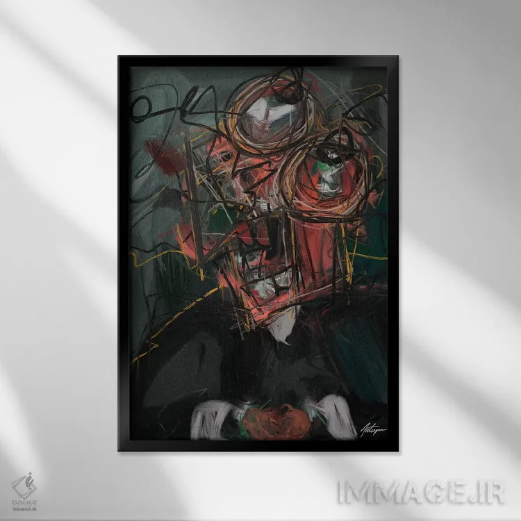 تابلو انتزاعی خودتخریبی II اثر جک آوتیسیان - نمای قابدار مشکی