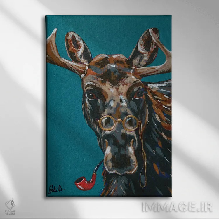 تابلو دکوراتیو حیوانات جاسوس II - گوزن مرموز اثر جودی آگوستین - نمای روبهرو روی دیوار