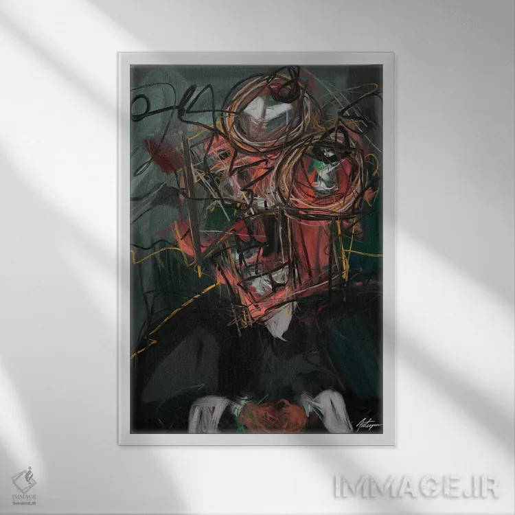 تابلو انتزاعی خودتخریبی II اثر جک آوتیسیان - نمای قابدار سفید