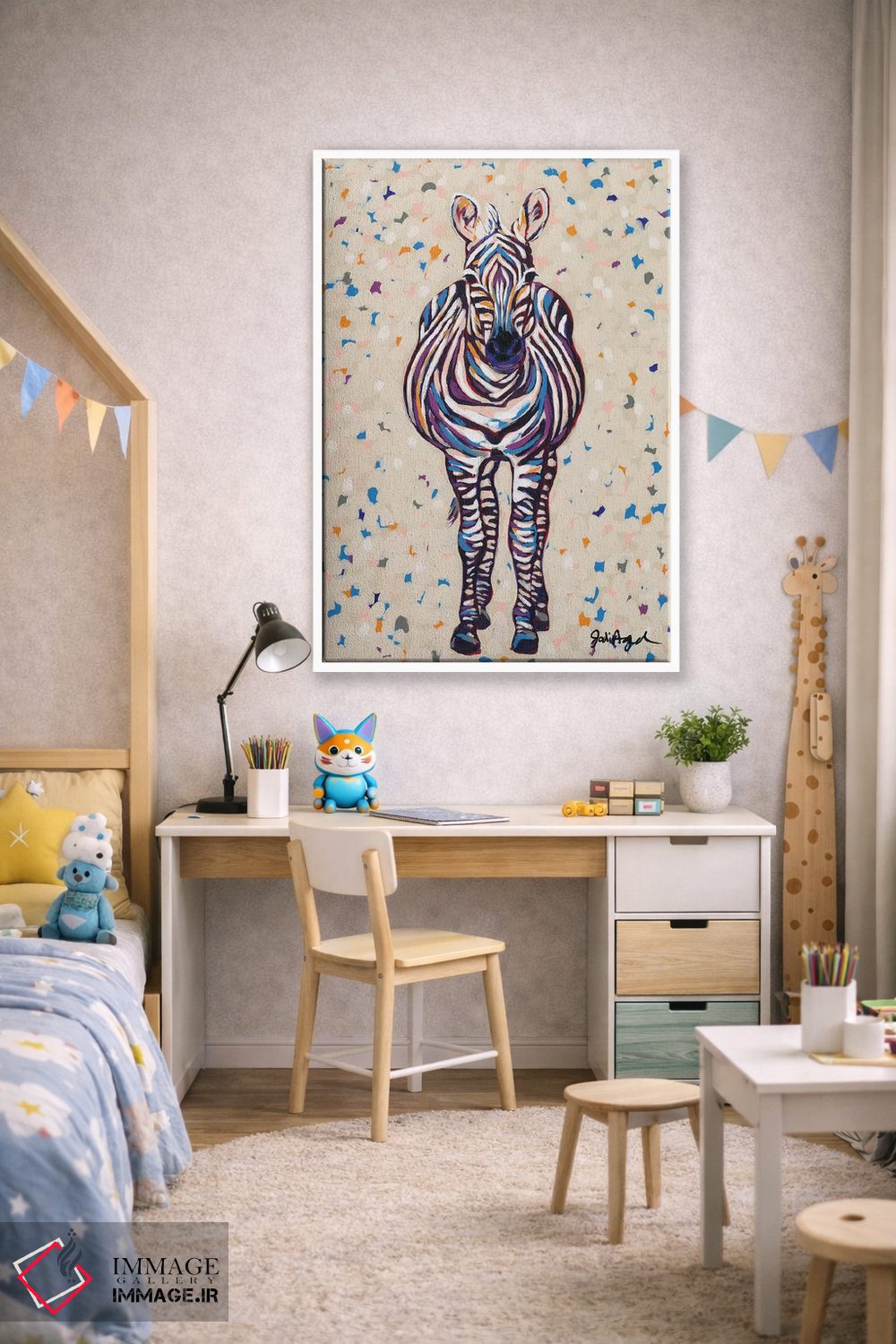 تابلو دکوراتیو گورخر راه راه میوه ای اثر جودی آگوستین - D1W