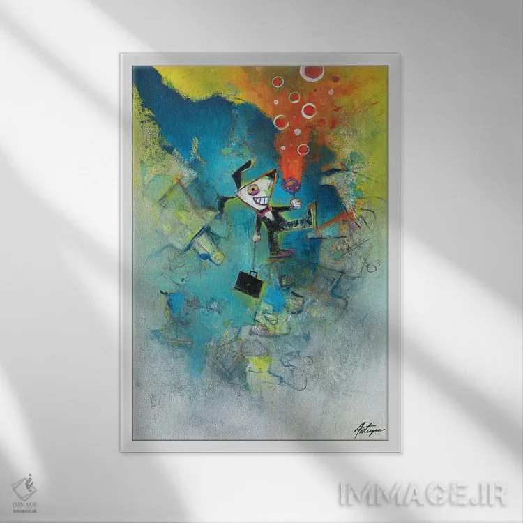 تابلو دکوراتیو حفاری اثر جک آوتیسیان - نمای قابدار سفید