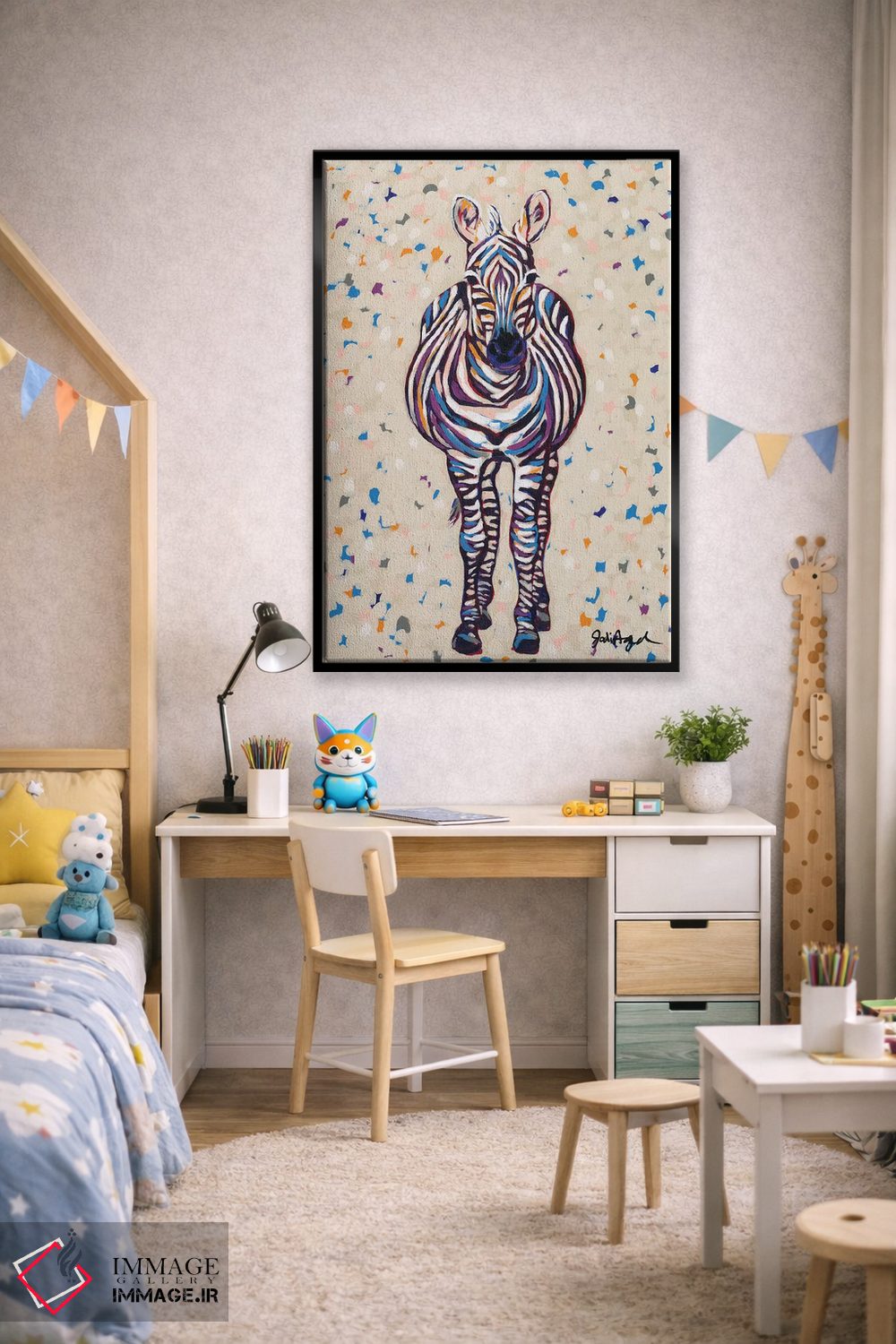 تابلو دکوراتیو گورخر راه راه میوه ای اثر جودی آگوستین - D2B