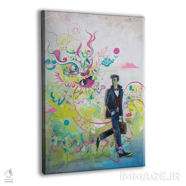 تابلو انتزاعی اتفاق خنده داری در راه رخ داد اثر جک آوتیسیان - نمای پرسپکتیو محصول