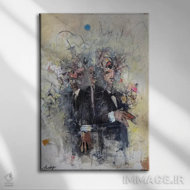 تابلو انتزاعی منشور خود اثر جک آوتیسیان - نمای روبهرو روی دیوار