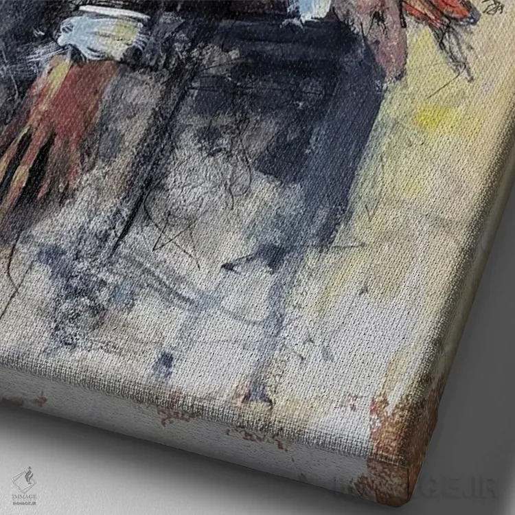 تابلو انتزاعی منشور خود اثر جک آوتیسیان - نمای نزدیک بافت بوم