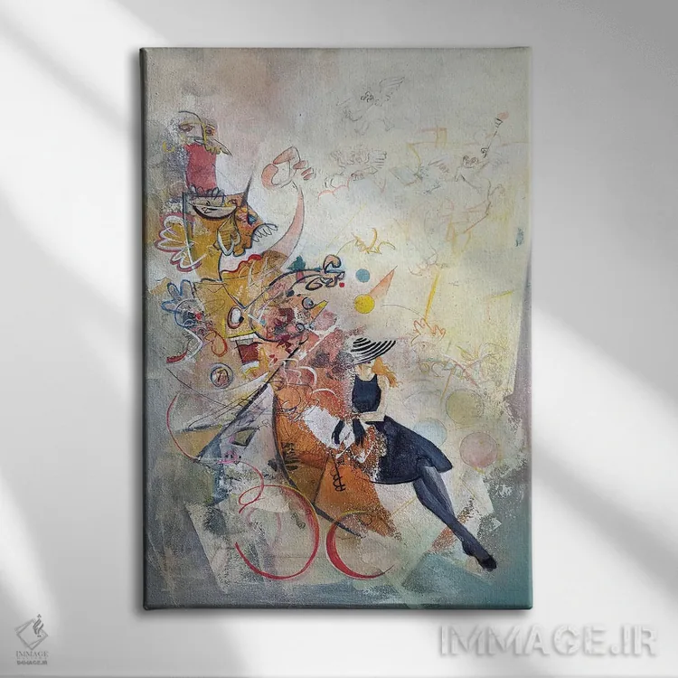 تابلو انتزاعی پرستش ونوس اثر جک آوتیسیان - نمای روبهرو روی دیوار