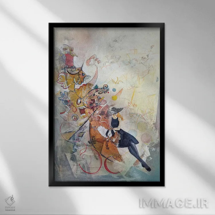 تابلو انتزاعی پرستش ونوس اثر جک آوتیسیان - نمای قابدار مشکی