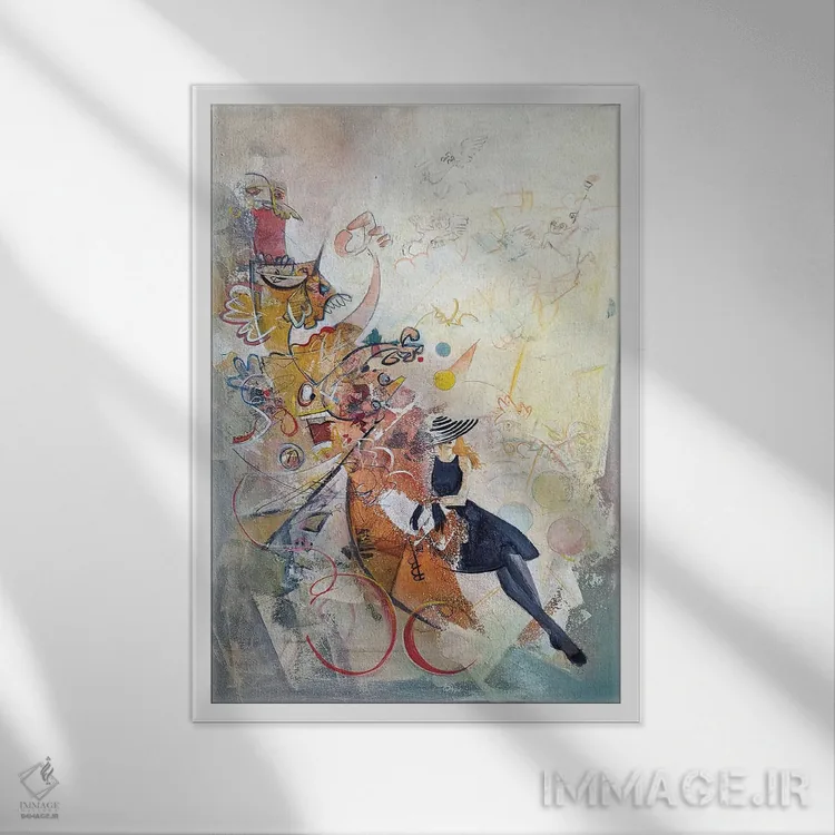 تابلو انتزاعی پرستش ونوس اثر جک آوتیسیان - نمای قابدار سفید