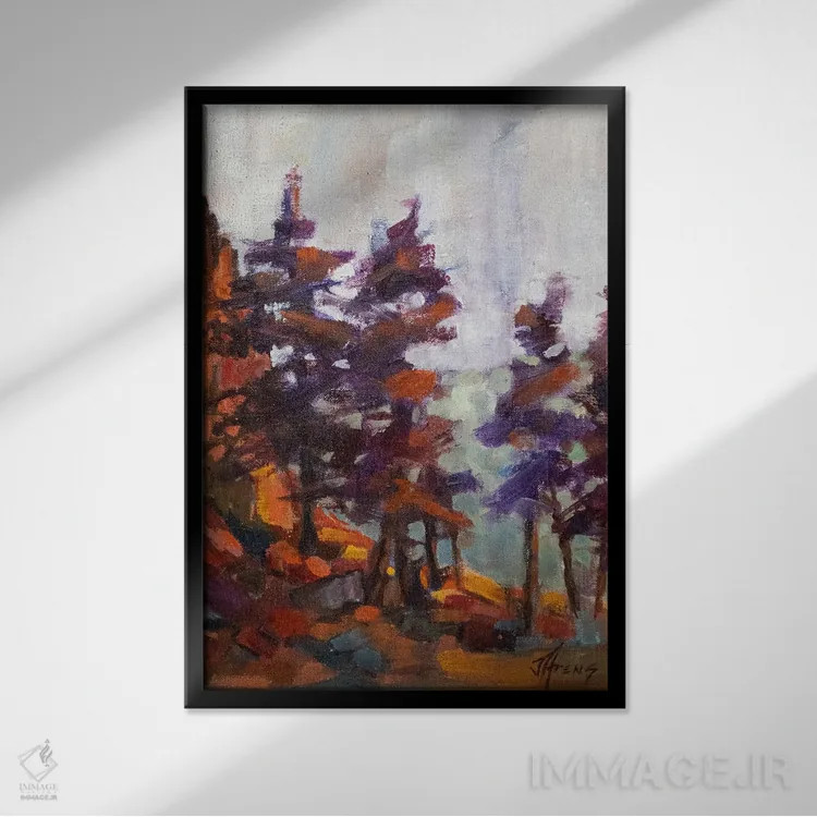 تابلو دکوراتیو صخره های رودخانه گانیسون اثر جودی آهرنز - نمای قابدار مشکی